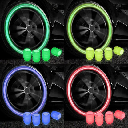 Tyre Valve Caps Luminous Glow Car Tire Air Stem Valve Cap Covers vaal cap ( 4 Pcs Mix Colour) Your Brand