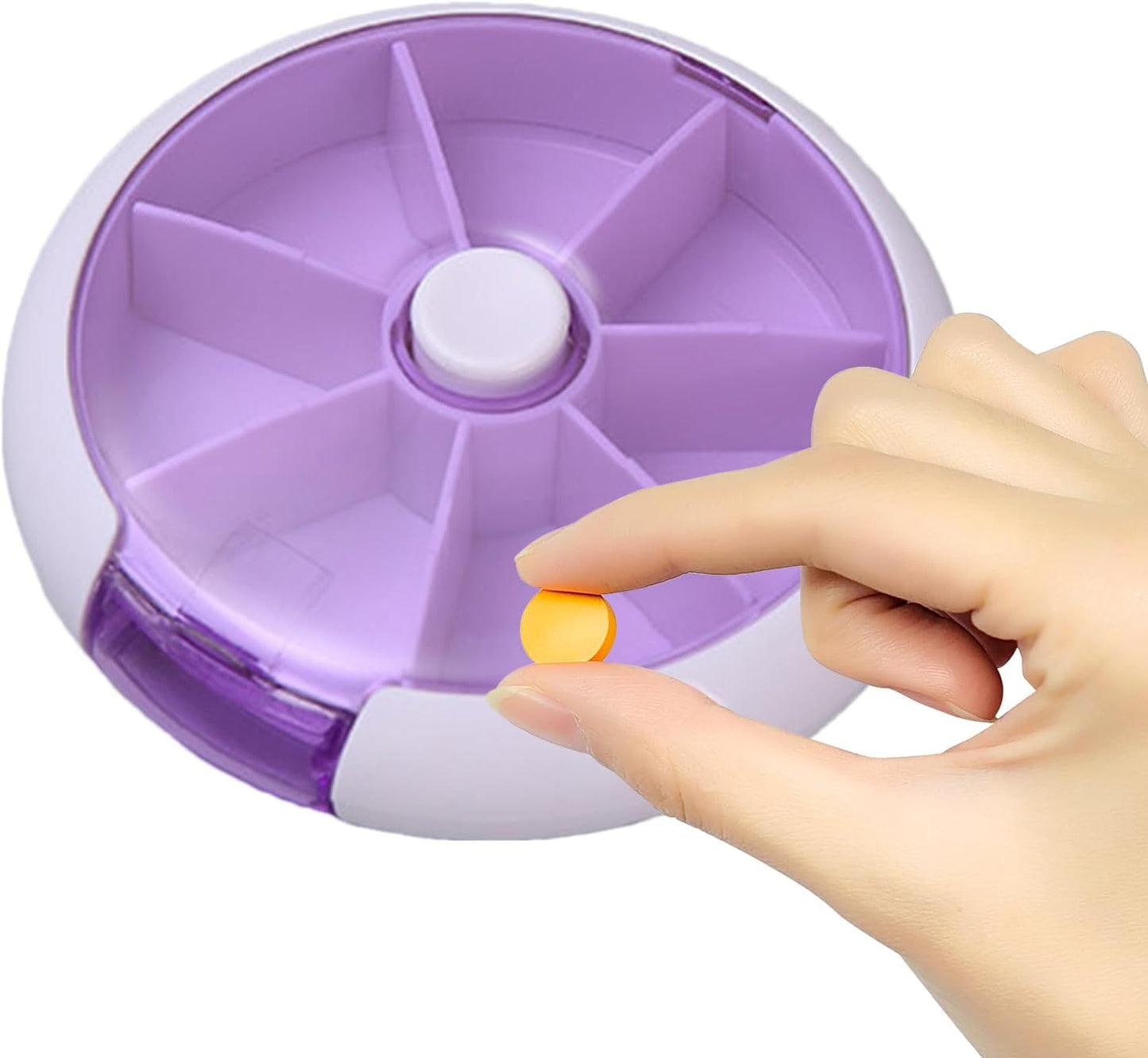 Pill Box Medicine Dispenser 7-Day Week Weekly Whee Cute Portable fruit style 7 grid seal rotation Pill Organizer Medicine Box (1 Pc) Your Brand