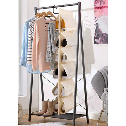 12 Pocket Hanging Shoe & Accessories Organizer – Foldable Non-Woven Fabric Closet Storage Rack for Wardrobe, Door & Hanger Rod (Multi-Color Options)