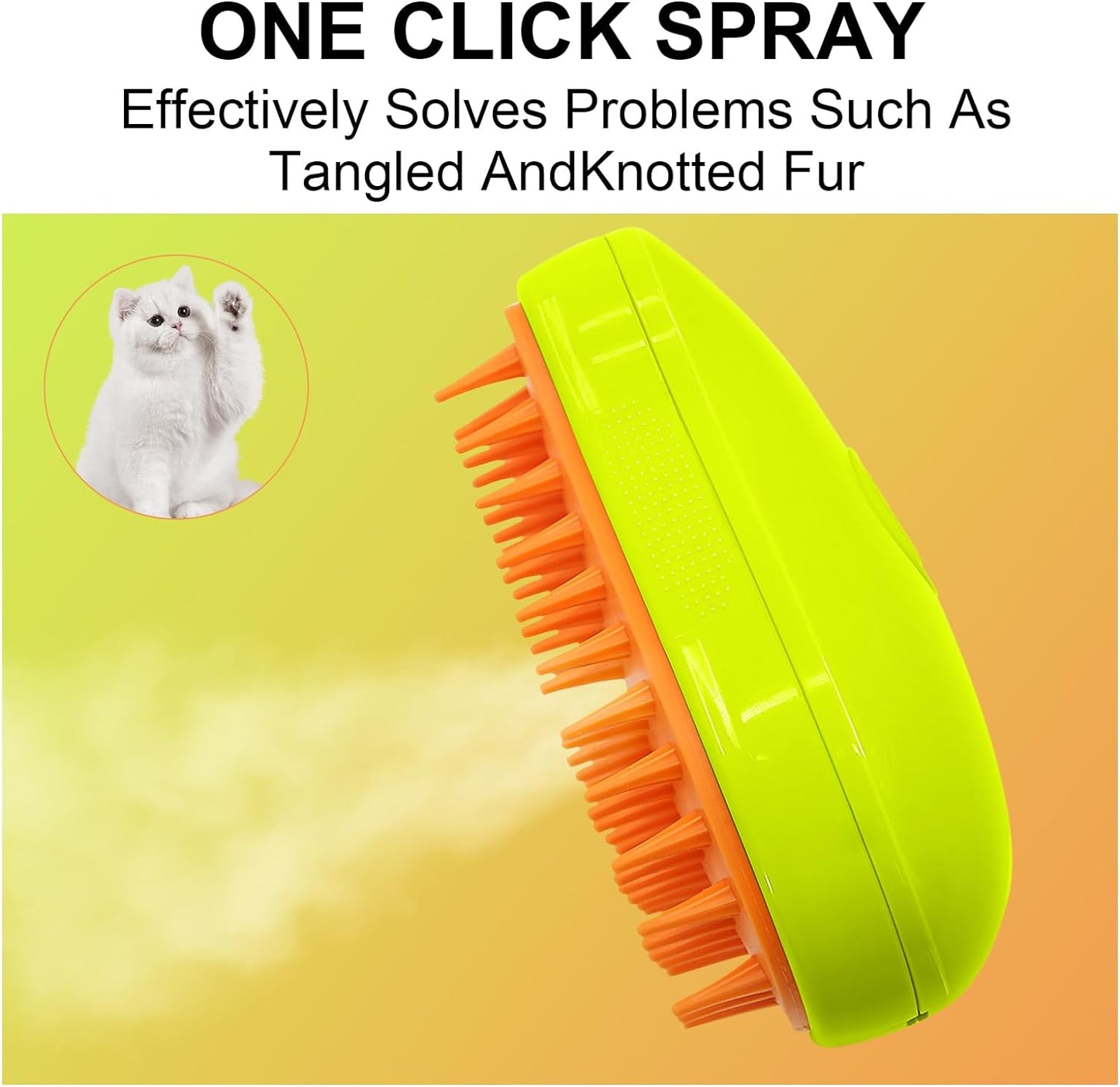 3 In1 Cat Steamy Brush, Self Cleaning Steam Cat Brush Cat Steamer Brush for Massage Cat Grooming Brush Pet Hair Removal Comb for Cat and Dog, for Removing Tangled and Loose Hair Your Brand