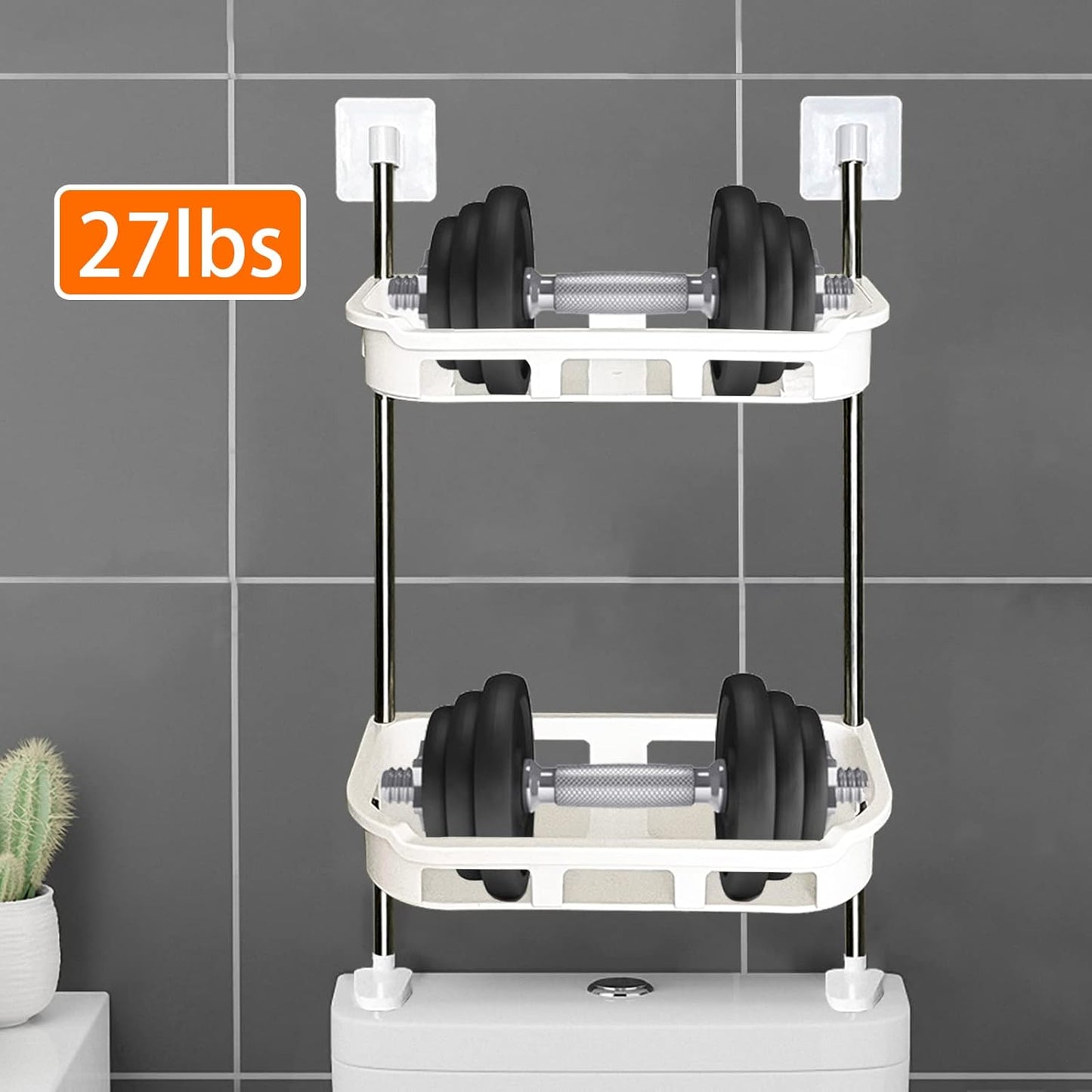 No-Drill 2-Tier Bathroom Shelf | Adhesive Wall Organizer (11.8 in)