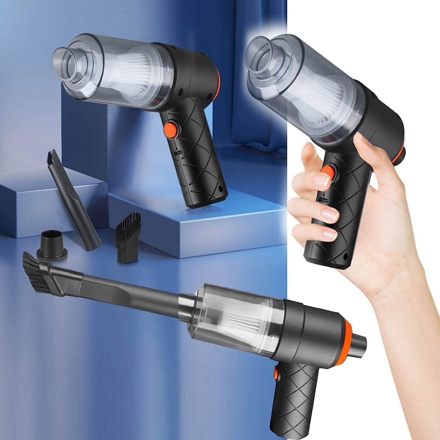 Vacuum Cleaner Dust Collection 2 in 1 Car Vacuum Cleaner High-Power Handheld Wireless Vacuum Cleaner Home Car Dual-use Portable USB Rechargeable Mini Car Vacuum for Vehicle, Home and Offic Your Brand