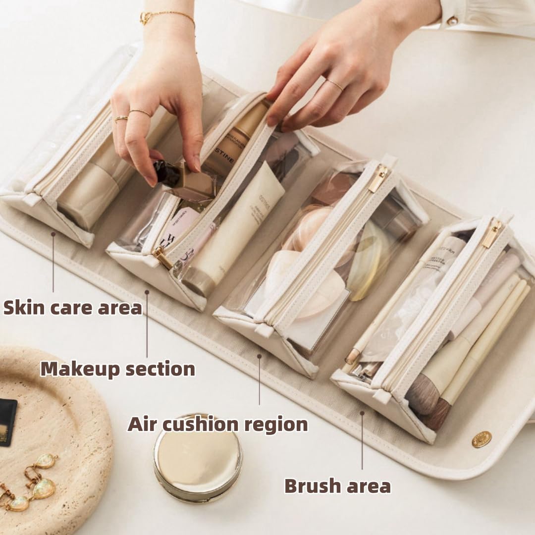 4-in-1 Foldable Travel Makeup Bag with Detachable Pouches