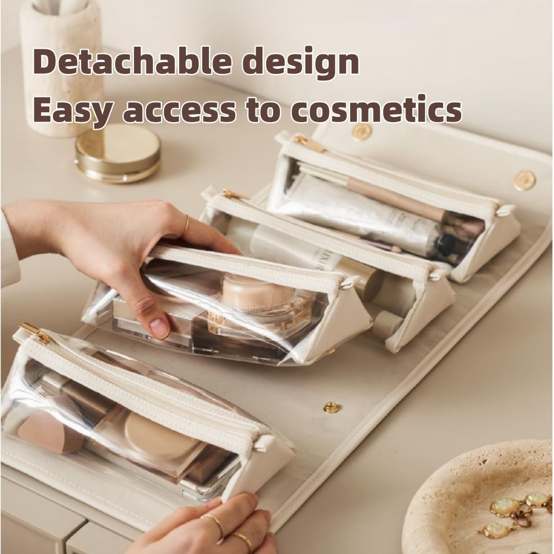 4-in-1 Foldable Travel Makeup Bag with Detachable Pouches