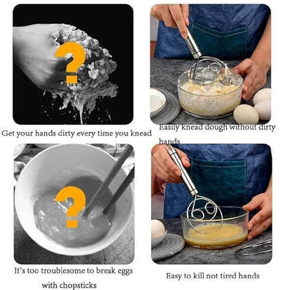 Stainless Steel Danish Dough Whisk | Handheld Bread & Batter Mixer (2 Pcs)
