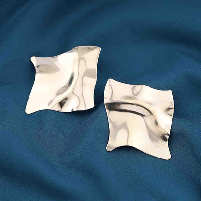 Abstract Crumpled Metal Statement Earrings