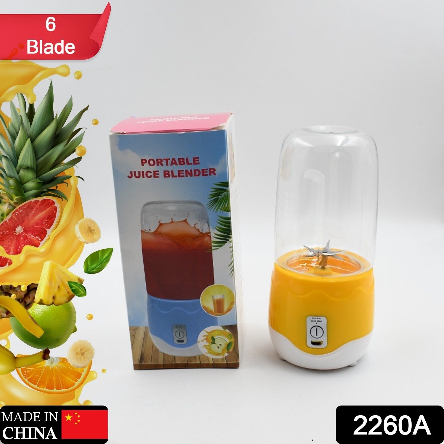 Portable Electric USB Juice Maker 6 blade Blender Grinder Mixer Personal Size, USB Rechargeable Mini Juicer for Smoothies and Shakes with Juicer Cup - 400ml Your Brand