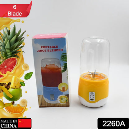 Portable Electric USB Juice Maker 6 blade Blender Grinder Mixer Personal Size, USB Rechargeable Mini Juicer for Smoothies and Shakes with Juicer Cup - 400ml Your Brand