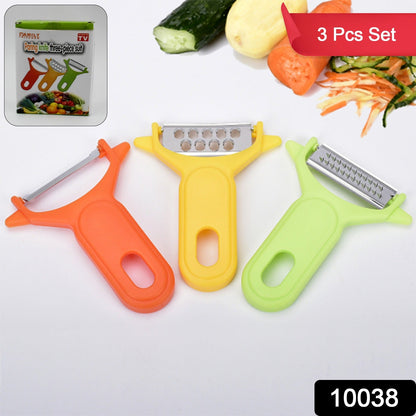 Peeler Slicers Shredders for Fruits and Vegetables, Cutter, Grater Kitchen Helper, Potato Fruits Peeler, Stainless Steel Sharp Blade with Non-Slip Handle (3 Pcs Set) Your Brand