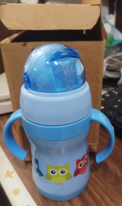 Vacuum Stainless Steel Water Bottle With Carry Handle & Straw (280 ML) Your Brand