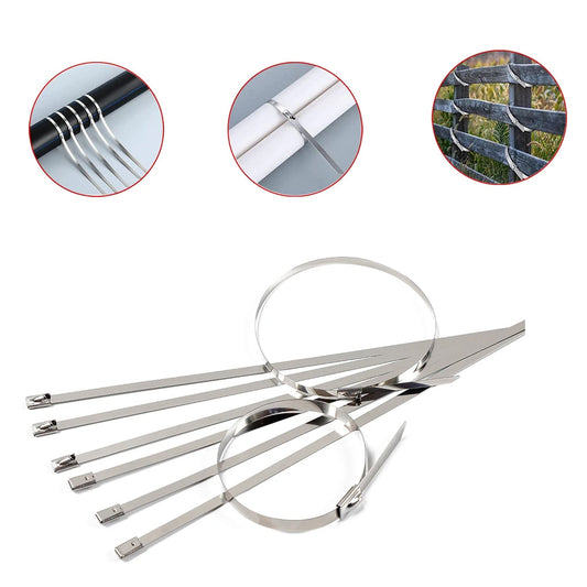 Stainless Steel Cable TIE Used for Solar, Industrial and Home Improvement Multipurpose HIGH Strength, Self-Locking Zip Ties, Multi-purpose Tie, Portable Rustproof 100Pcs Wide Application Zip Tie Set for Building (100 pcs Set / 4.6x200MM) Your Brand