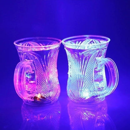 LED Light-Up Party Cups - Flashing Water-Activated Drinking Glasses Handle (2-Piece)