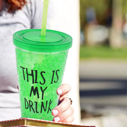 Plastic Drink Cup, Tea Coffee Tumbler with Lid and Straw (1 Pc) Your Brand