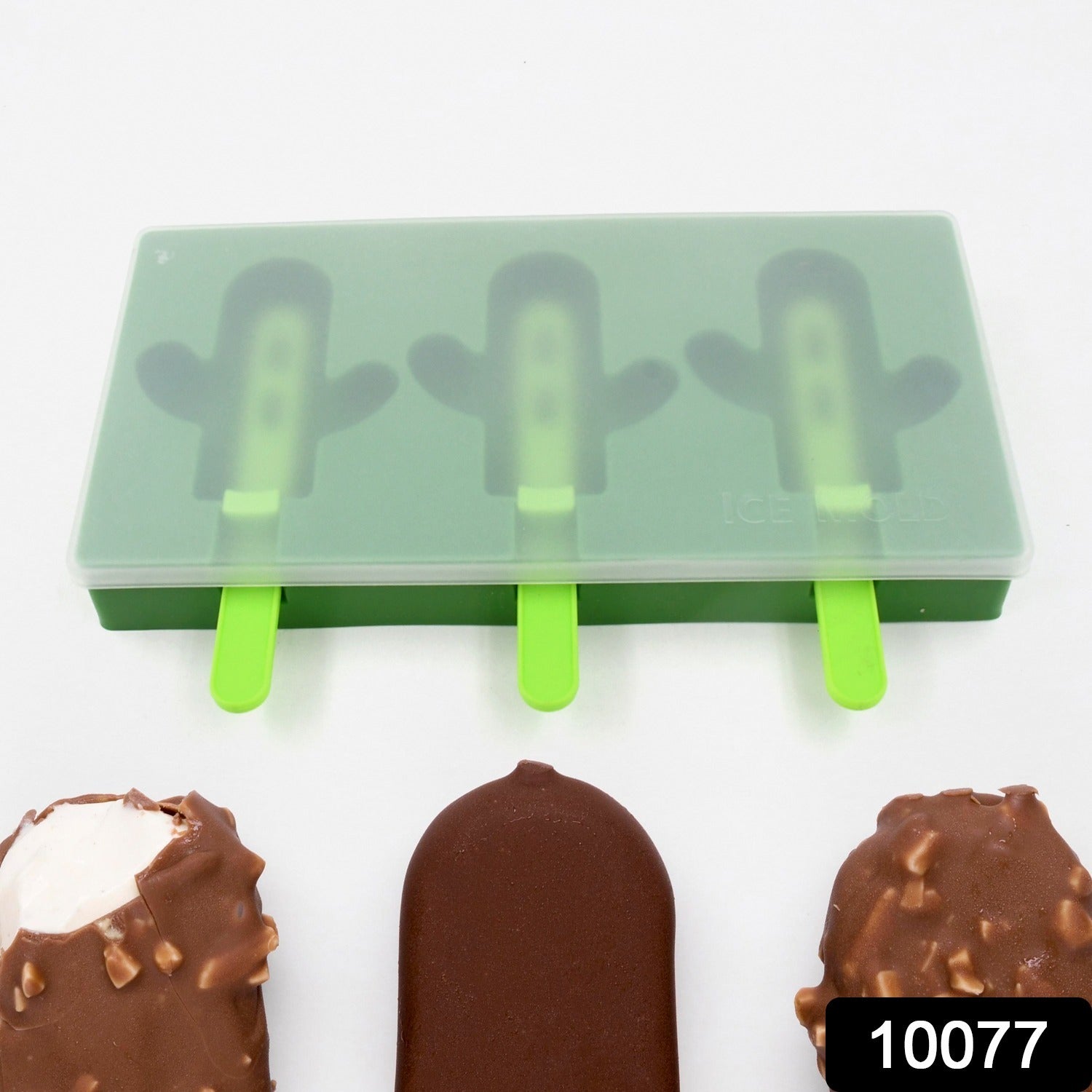 Ice Cream Mould Popsicle Mold, Cactus Shape Ice Pop Molds Homemade Popsicle for DIY Ice Popsicle, 3-Cavity Summer Food Kitchen Tools (1 Pc) Your Brand