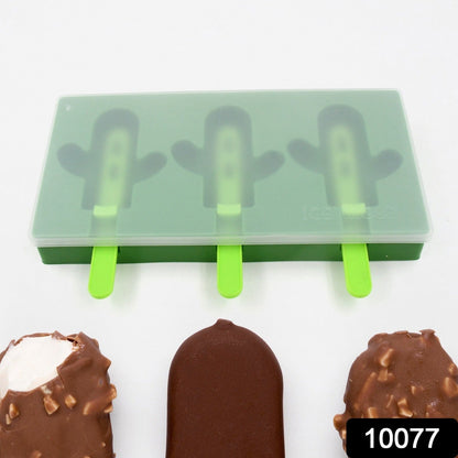 Ice Cream Mould Popsicle Mold, Cactus Shape Ice Pop Molds Homemade Popsicle for DIY Ice Popsicle, 3-Cavity Summer Food Kitchen Tools (1 Pc) Your Brand