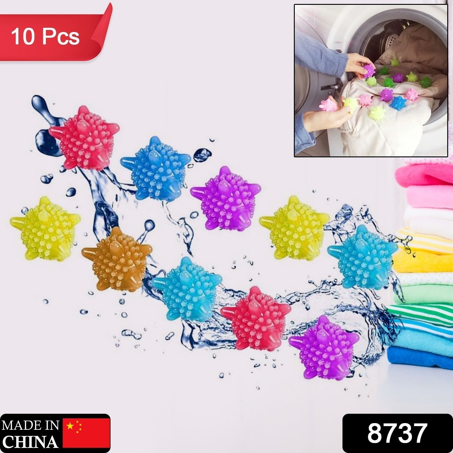 Soft Star Washing Machine, Laundry Dryer Balls Laundry Ball for Household Cleaning Washing Machine Clothes Softener (10 Pcs / Multi Color) Your Brand