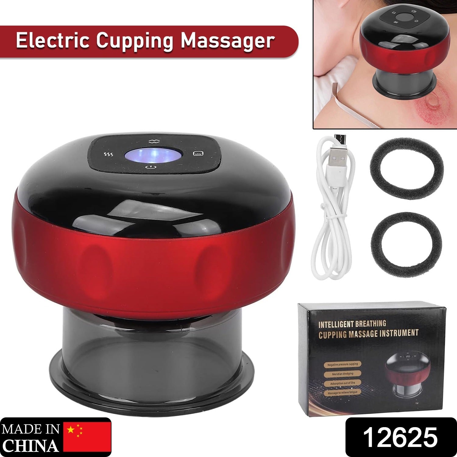 Electric Intelligent Breathing Cupping Massage Instrument The Smart Cupping Therapy Set's Massager for Muscle and Joint Pain Cellulite Massage Back Pain Relief for Back Shoulder Leg (1 Pc) Your Brand