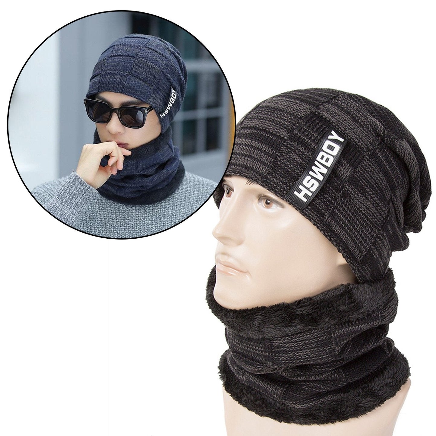 Ultra Soft Unisex Woolen Beanie Cap Plus Muffler Scarf Your Brand