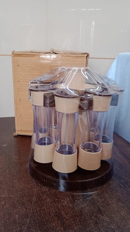 360 Revolving Spice Rack for Kitchen and Dining Table, 8 Spice jars Your Brand