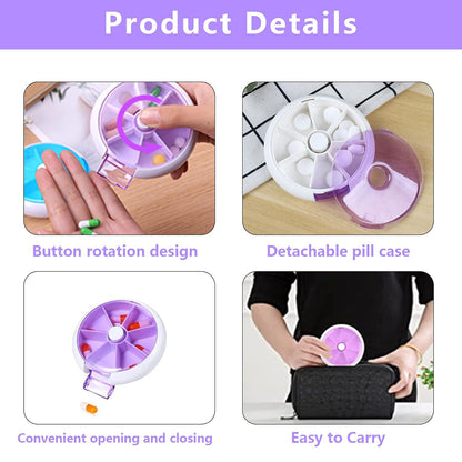 Pill Box Medicine Dispenser 7-Day Week Weekly Whee Cute Portable fruit style 7 grid seal rotation Pill Organizer Medicine Box (1 Pc) Your Brand