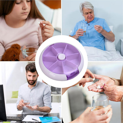Pill Box Medicine Dispenser 7-Day Week Weekly Whee Cute Portable fruit style 7 grid seal rotation Pill Organizer Medicine Box (1 Pc) Your Brand