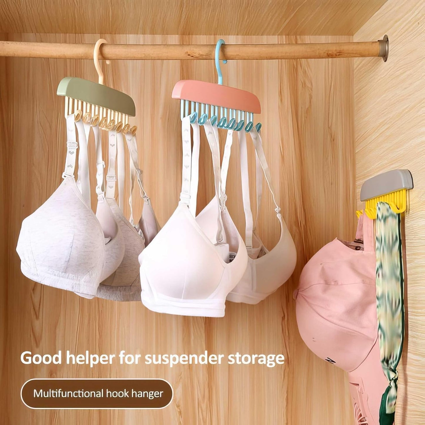 360° Rotating Bra & Camisole Hanger – 8 Hooks Closet Organizer (4 Pcs)