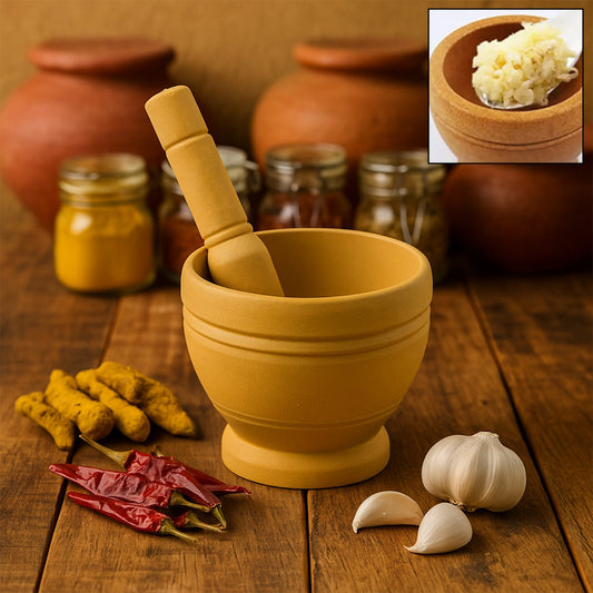 Mortar and Pestle Spice Grinder - Traditional Khalbatta for Kitchen Herb