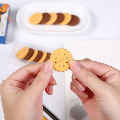 Biscuit-Shaped Erasers – Fun Rubber Stationery for Kids (6 Pcs Set)
