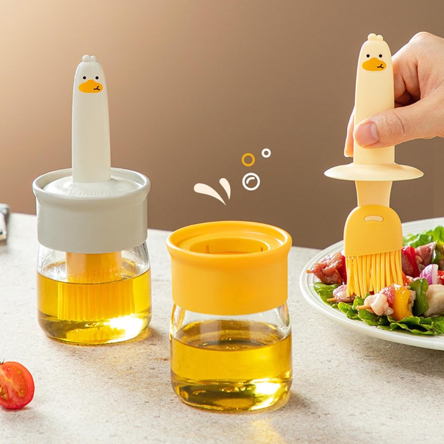 2 in 1 Oil Dispenser Bottle with Silicone Basting Brush (1 Set) Your Brand
