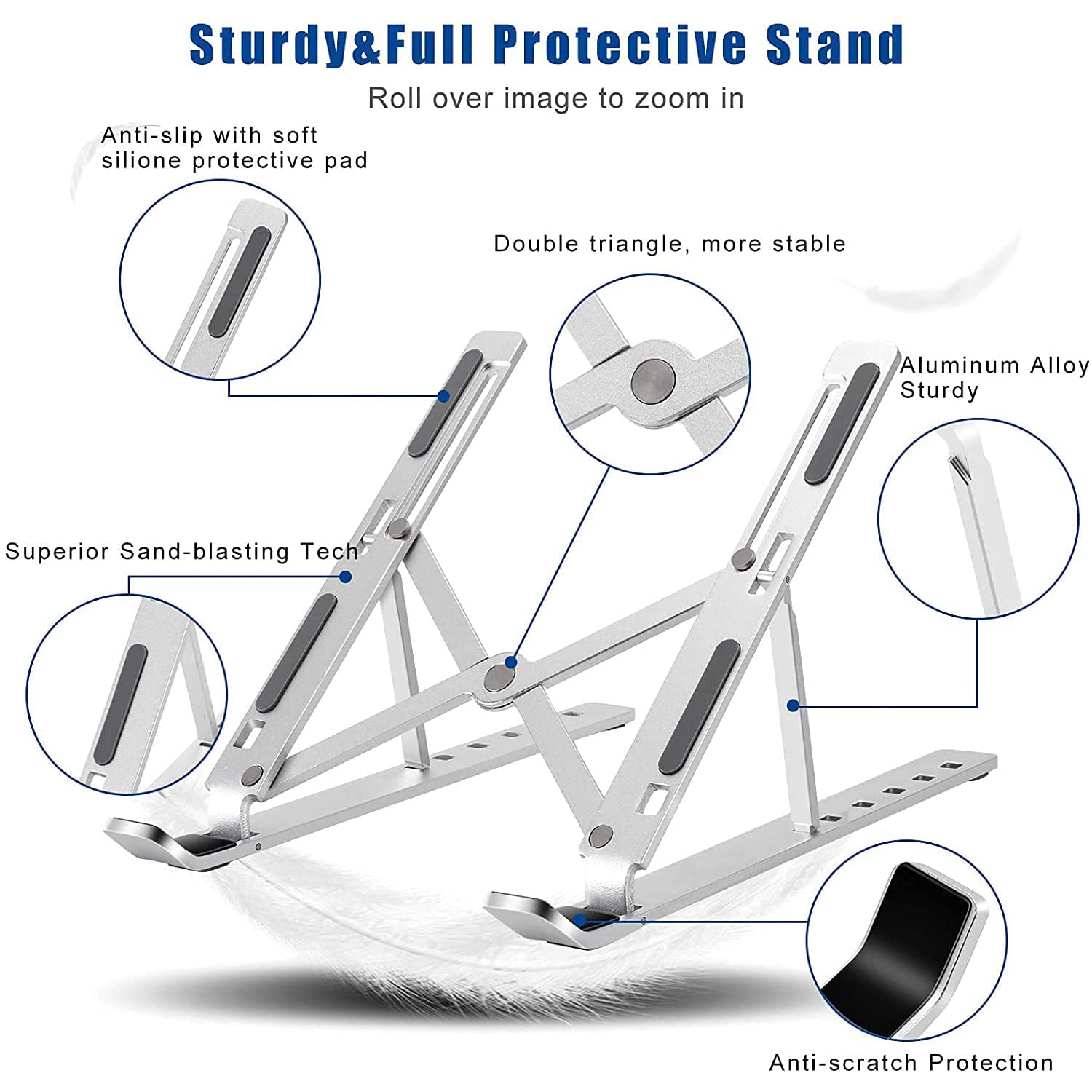 Laptop Stand for Desk | Metal Portable Laptop Stand, with 6 Adjustable Angles | Laptop Riser, Phone, and Tablet Stand | Compatible for All Laptop Your Brand