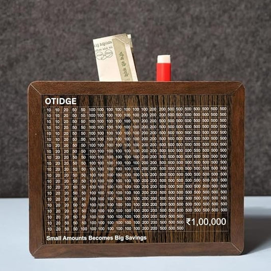 Fun Savings Goal Piggy Bank | Wooden Money Saving Challenge Box for Kids & Adults shopbyte