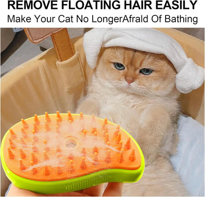 3 In1 Cat Steamy Brush, Self Cleaning Steam Cat Brush Cat Steamer Brush for Massage Cat Grooming Brush Pet Hair Removal Comb for Cat and Dog, for Removing Tangled and Loose Hair Your Brand