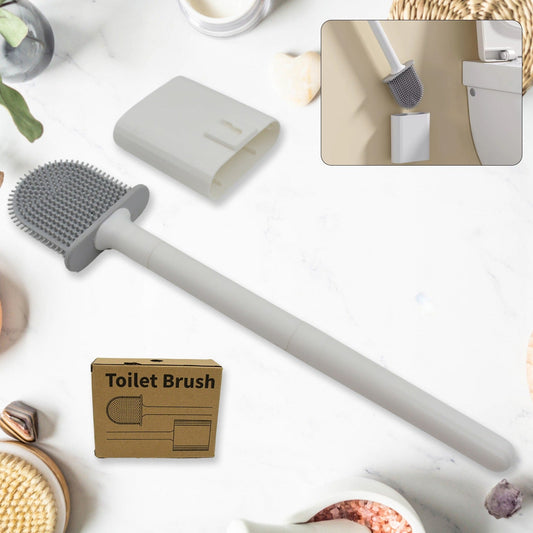 Portable Silicone Toilet Brush with Holder Flex Toilet Brush - Wall Mounted Anti-drip Set Toilet Cleaner Brush | Non-Slip Long Handle Toilet Brush Pack of 1 Your Brand