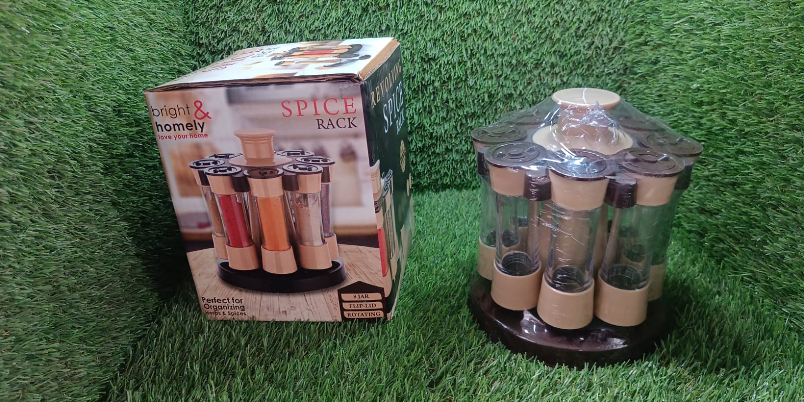 Revolving Spice Rack, 8 Spice jars with 120 ml, Condiment Set Your Brand