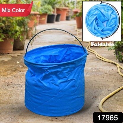 17965 Folding Bucket Portable Round Bucket Simple Bucket With Handle Multi-functional For Outdoor Use Fishing Car Washing Cleaning Disaster Prevention Portable Lightweight Durable (1 Pc  Mix Color) Wukusy