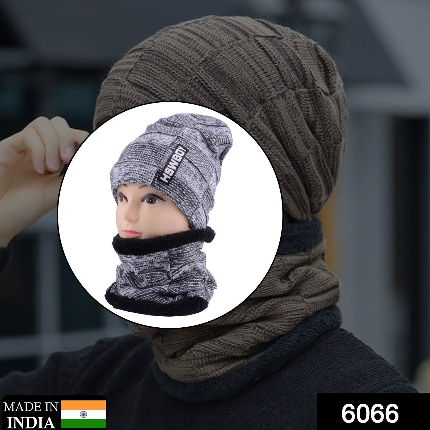 Ultra Soft Unisex Woolen Beanie Cap Plus Muffler Scarf Your Brand