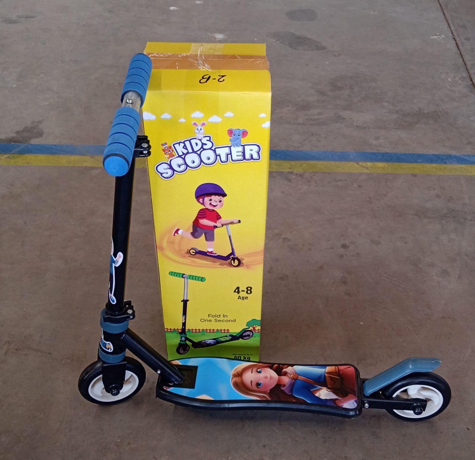 Basic Kids Ride On Leg Push Scooter for Boys and Girls (4 - 8 Years Old Kids) Foldable Scooter Cycle with Height Adjustment for Boys and Girls Multicolor (1 Pc / 2 Wheel)  Your Brand