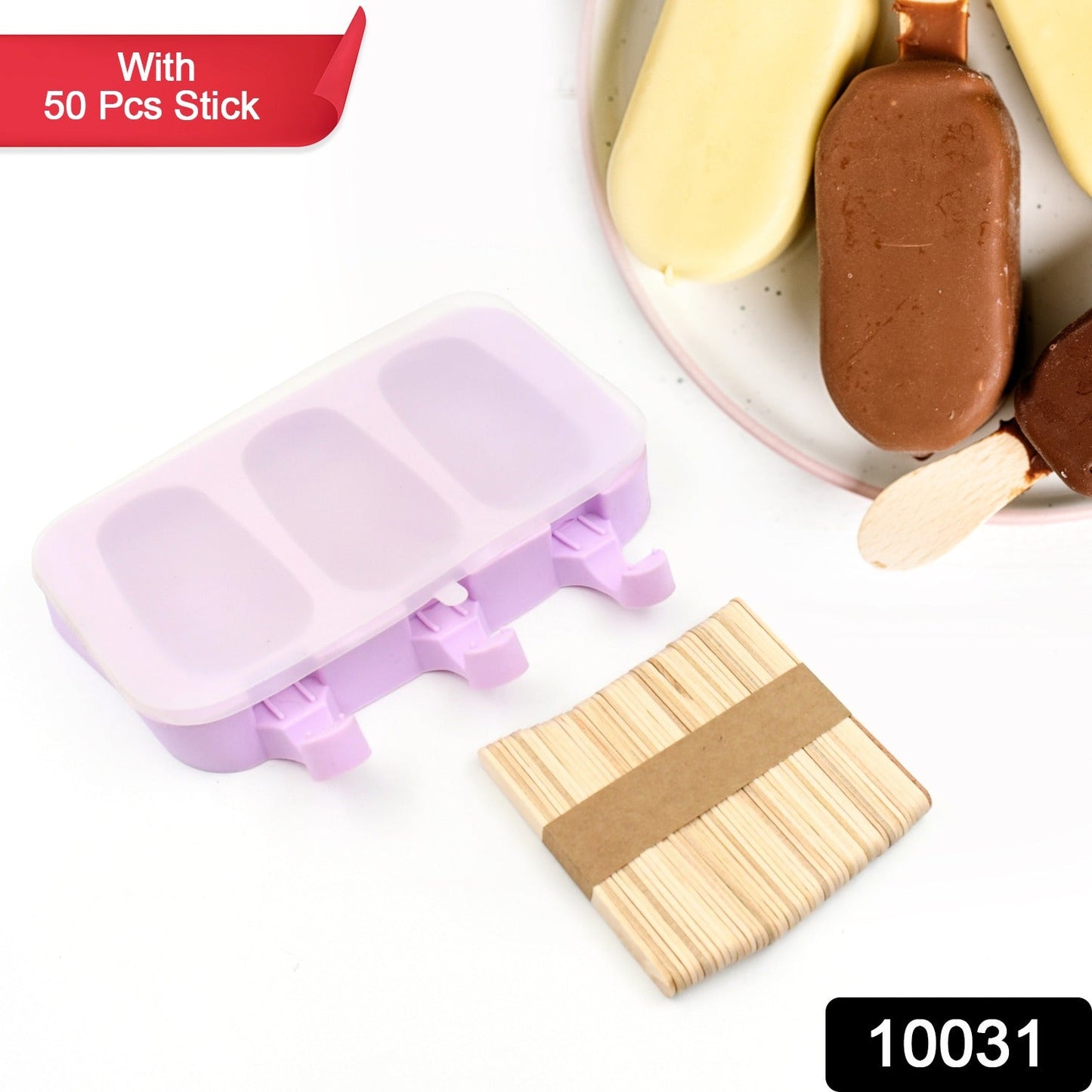 Silicone Popsicle Molds, Ice Pop Maker Molds with Lids and Sticks for Kids DIY Homemade Ice Cream, (With 50 Sticks) Your Brand