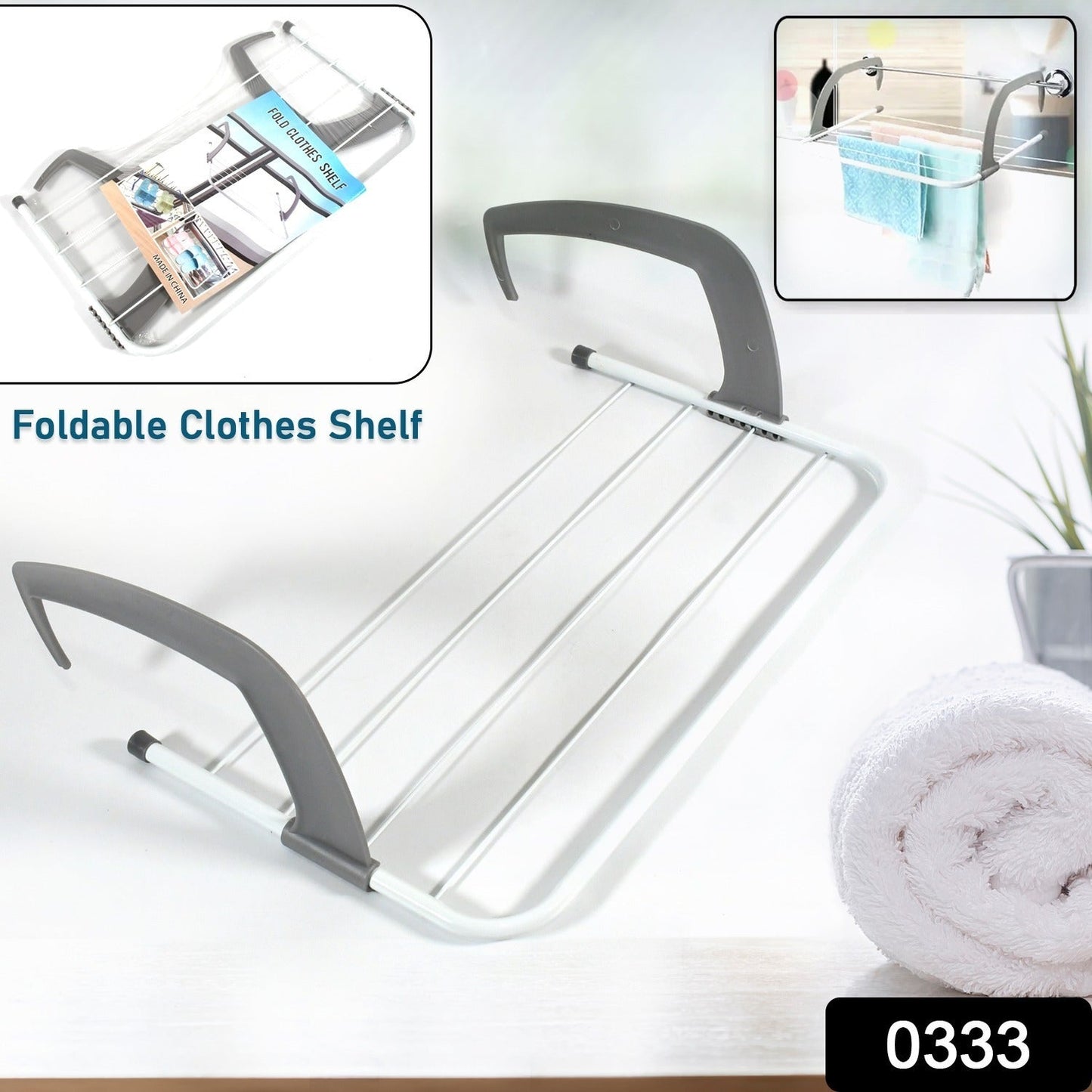 Metal Steel Folding Drying Rack for Clothes Balcony Laundry Hanger for Small Clothes Drying Hanger Metal Clothes Drying Stand, Socks and Plant Storage Holder Outdoor / Indoor Clothes-Towel Drying Rack Hanging on The Door Bathroom Your Brand