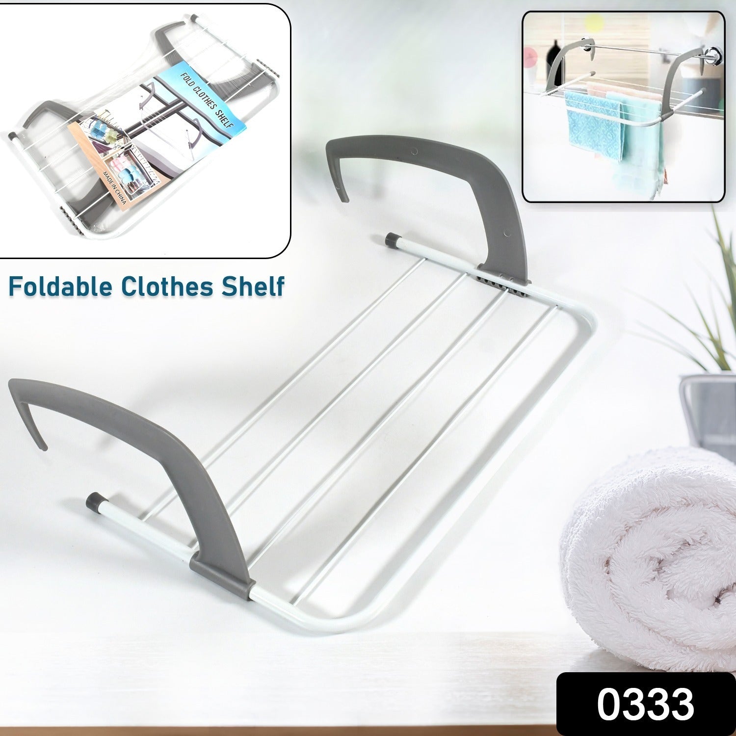 Metal Steel Folding Drying Rack for Clothes Balcony Laundry Hanger for Small Clothes Drying Hanger Metal Clothes Drying Stand, Socks and Plant Storage Holder Outdoor / Indoor Clothes-Towel Drying Rack Hanging on The Door Bathroom Your Brand