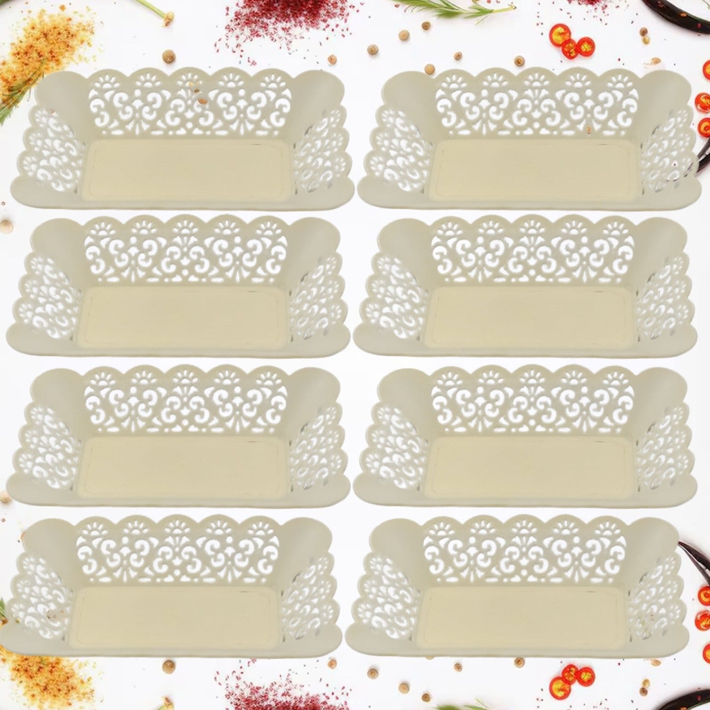 Rectangle Plastic Dinner Plate Snacks / Breakfast, Restaurant Serving Trays Home School Coffee Hotel Kitchen Office (8 Pcs Set) Your Brand