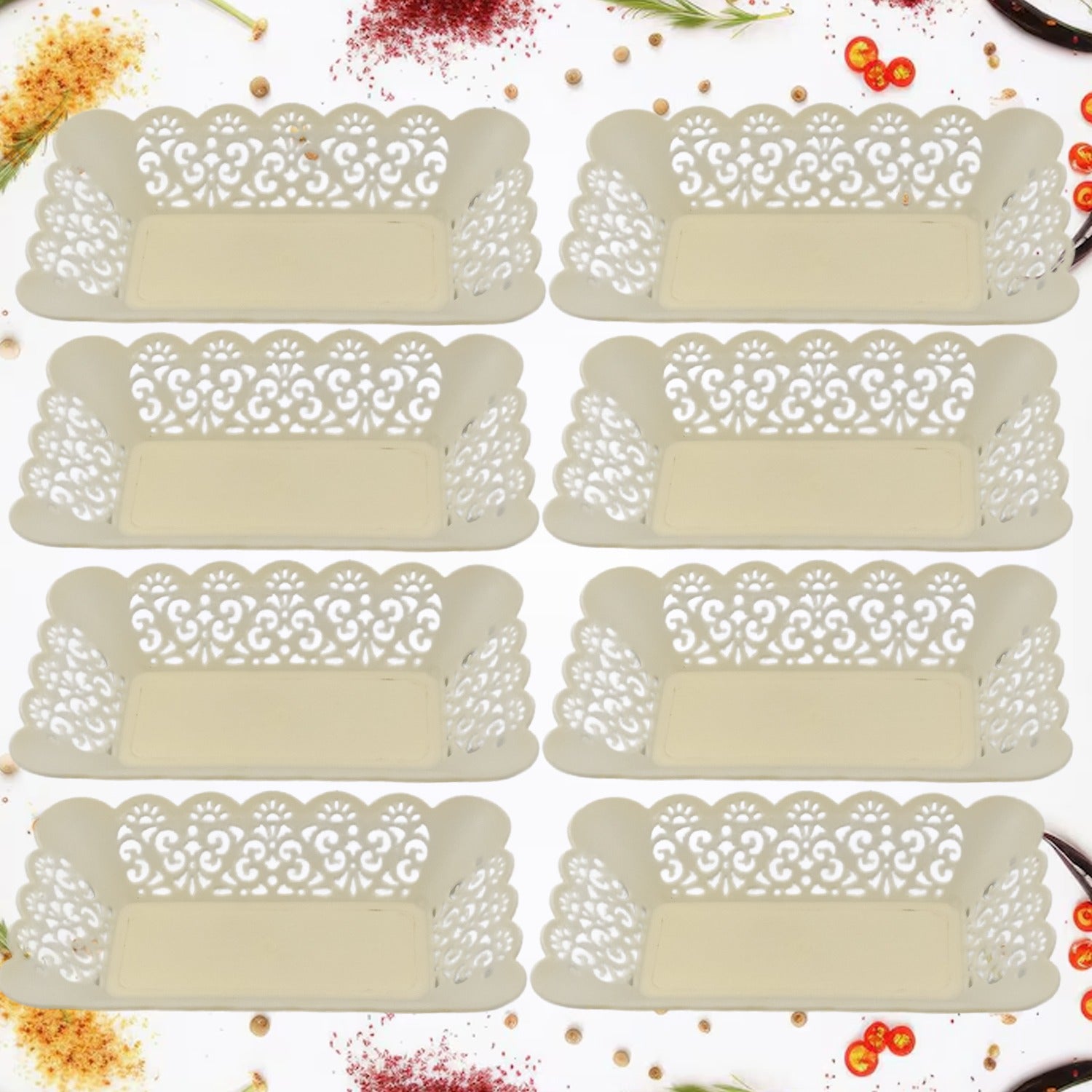 Rectangle Plastic Dinner Plate Snacks / Breakfast, Restaurant Serving Trays Home School Coffee Hotel Kitchen Office (8 Pcs Set) Your Brand