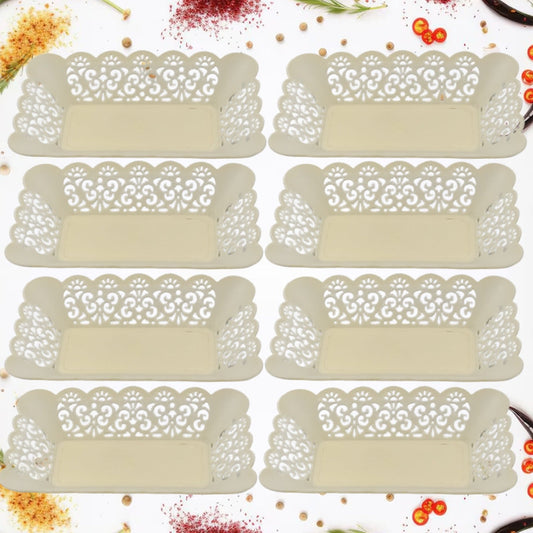 Rectangle Plastic Dinner Plate Snacks / Breakfast, Restaurant Serving Trays Home School Coffee Hotel Kitchen Office (8 Pcs Set) Your Brand
