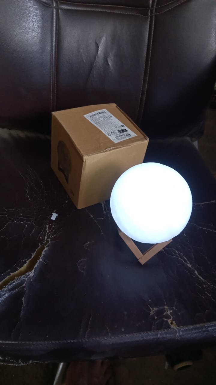 Moon Night Lamp with Plastic Stand Night Lamp for Bedroom (15x13 Cm / 1 Pc) Your Brand