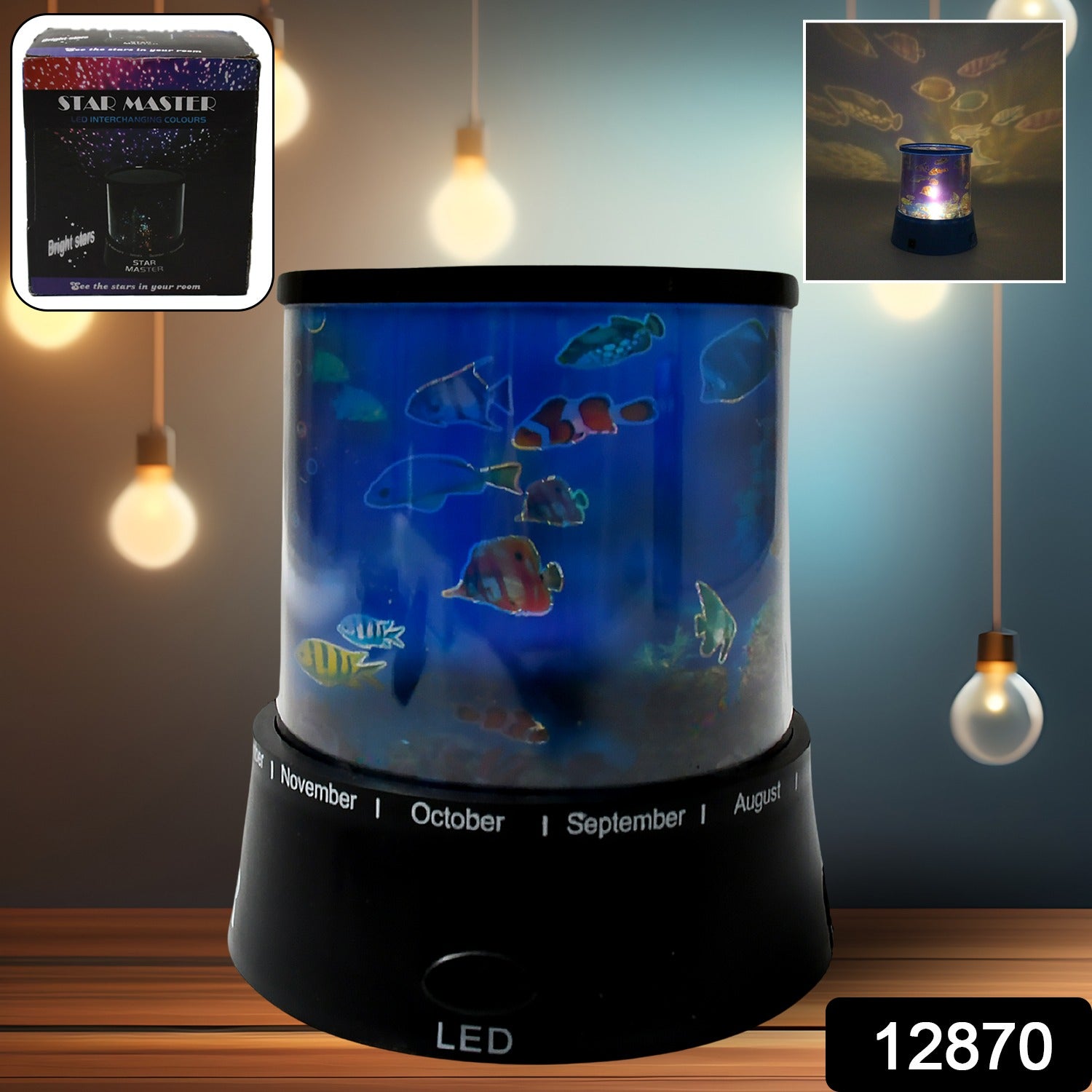 LED Projector Night Light Amazing Lamp, 3 Battery operated lamps, Rotation With the music Function, Master for Kids Bedroom Home Decoration Night Romantic Gift (Battery Not Included / 1 pc) Your Brand