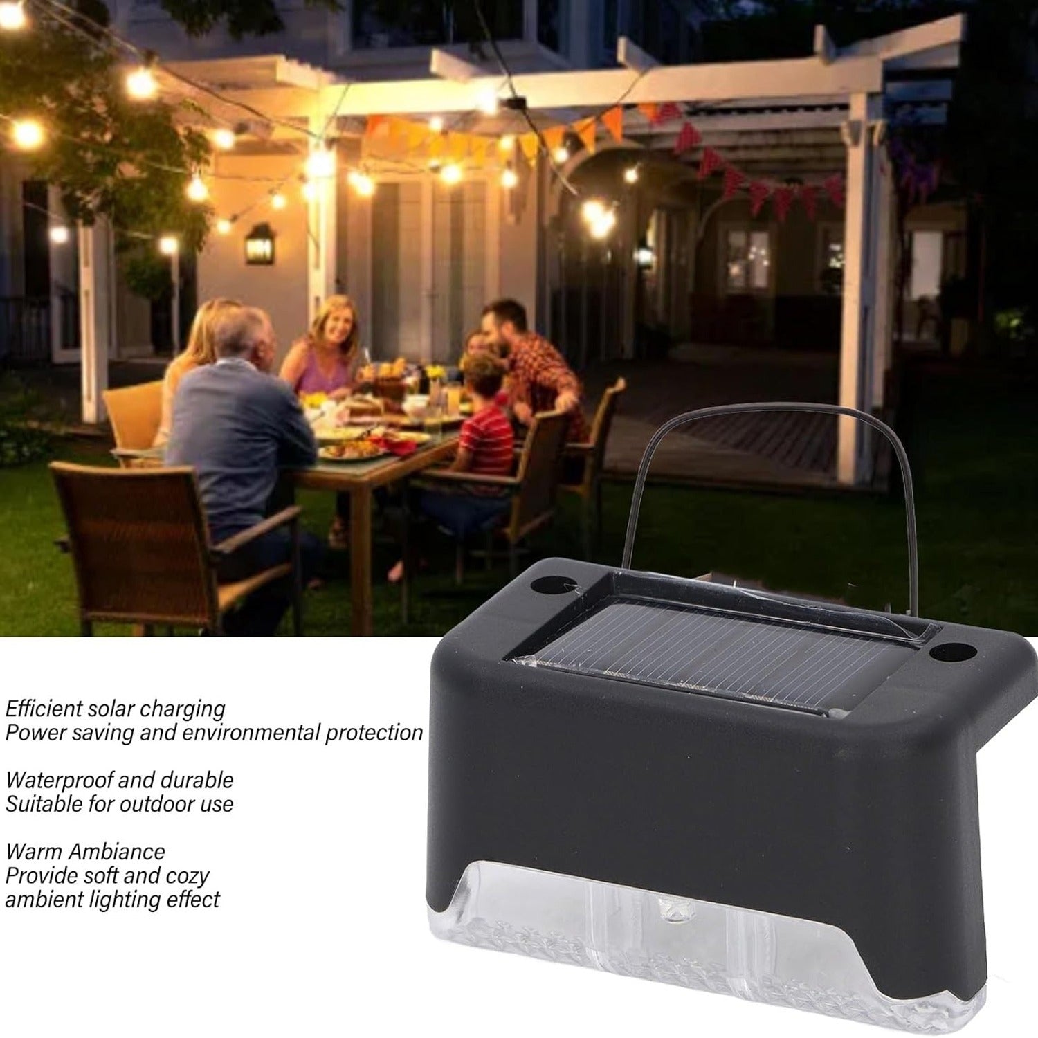 Solar Decorative Lights, Waterproof Durable Garden Atmosphere Lights Stair Lights Railing Lights Step Steps Lights for Outdoor Patio Courtyard Stair Step Fence Patio Stairs,Yard, Garden Pathway ( 4 Pc Set) Your Brand