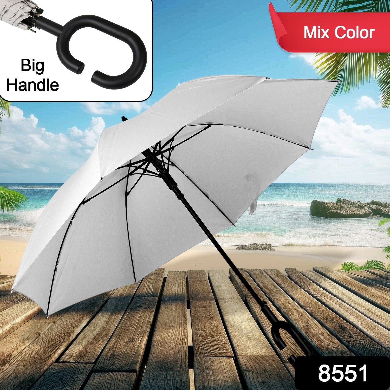 8551 Umbrella Summer Sun and Rain Protection Foldable Cute Umbrella & C-Shaped Handle || UV Protection Rain Sun Umbrella || Travel Accessories || Umbrella for Children, Girls, and Boys (1 Pc / Mix Color) Your Brand