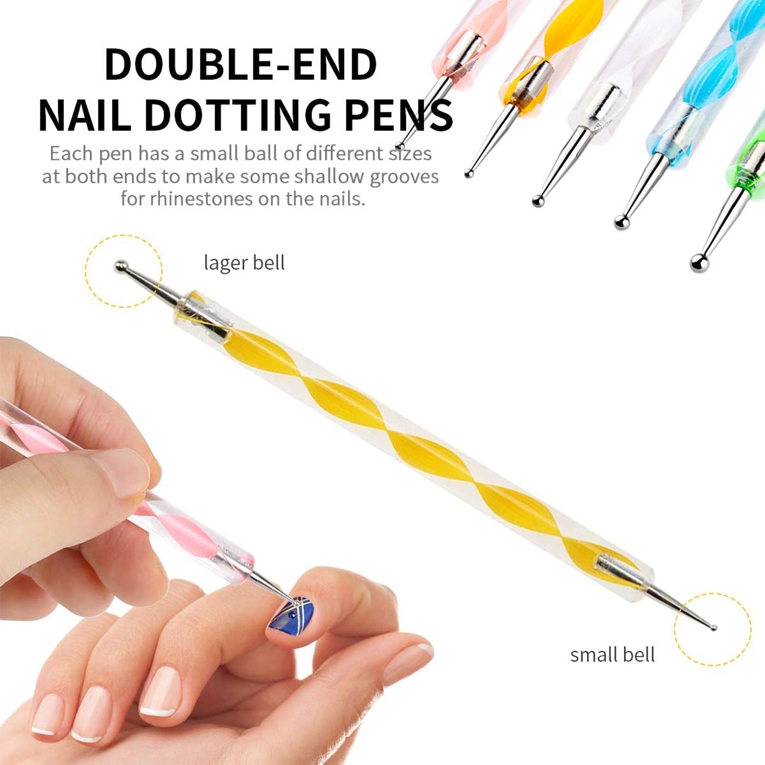 Nail Art Point Pen and Set Used by Women's for Their Fashion Purposes (Pack of 5Pcs) Your Brand