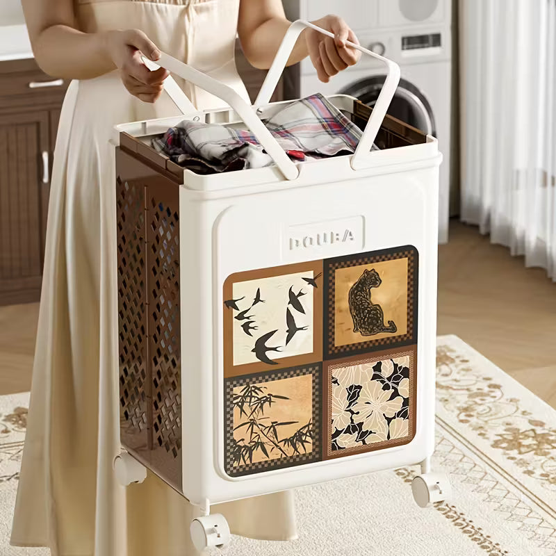 Foldable Rolling Laundry Basket