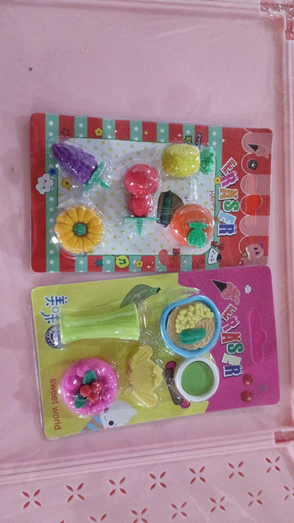 3D Mix Design Fancy & Stylish Colorful Erasers, Mini Eraser Creative Cute Novelty Eraser for Children Different Designs Eraser Set for Return Gift, Birthday Party, School Prize (1 Set) Your Brand